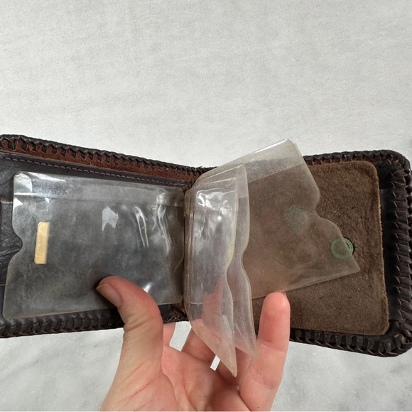 Vintage tooled western Handcrafted Brown Leather Wallet 70s floral boho tan - Picture 6 of 15